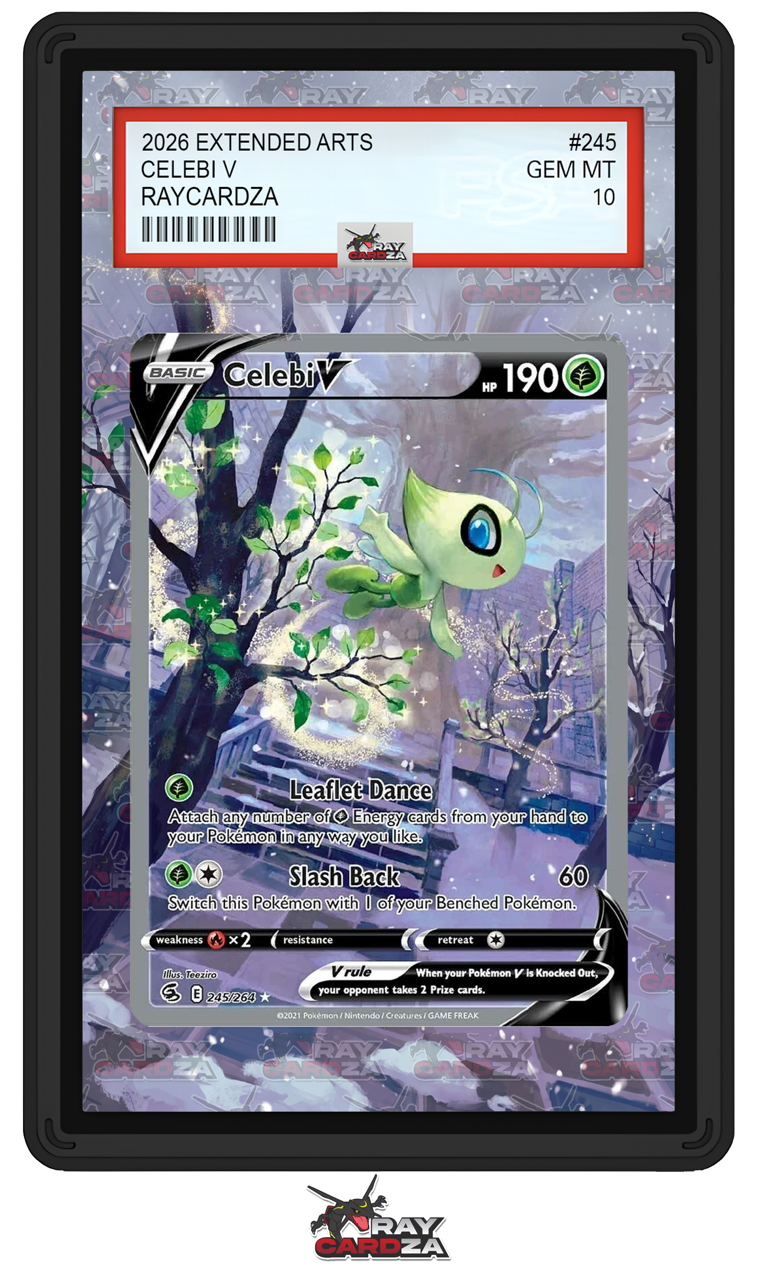 celebi pokemon cards V #245 EXTENDED ART – Raycardza with 4 spare deck The 38 Best Green SLAB CONDITION:NM (9.5) - VERY MINOR SHELF-WEAR lorcana set 11