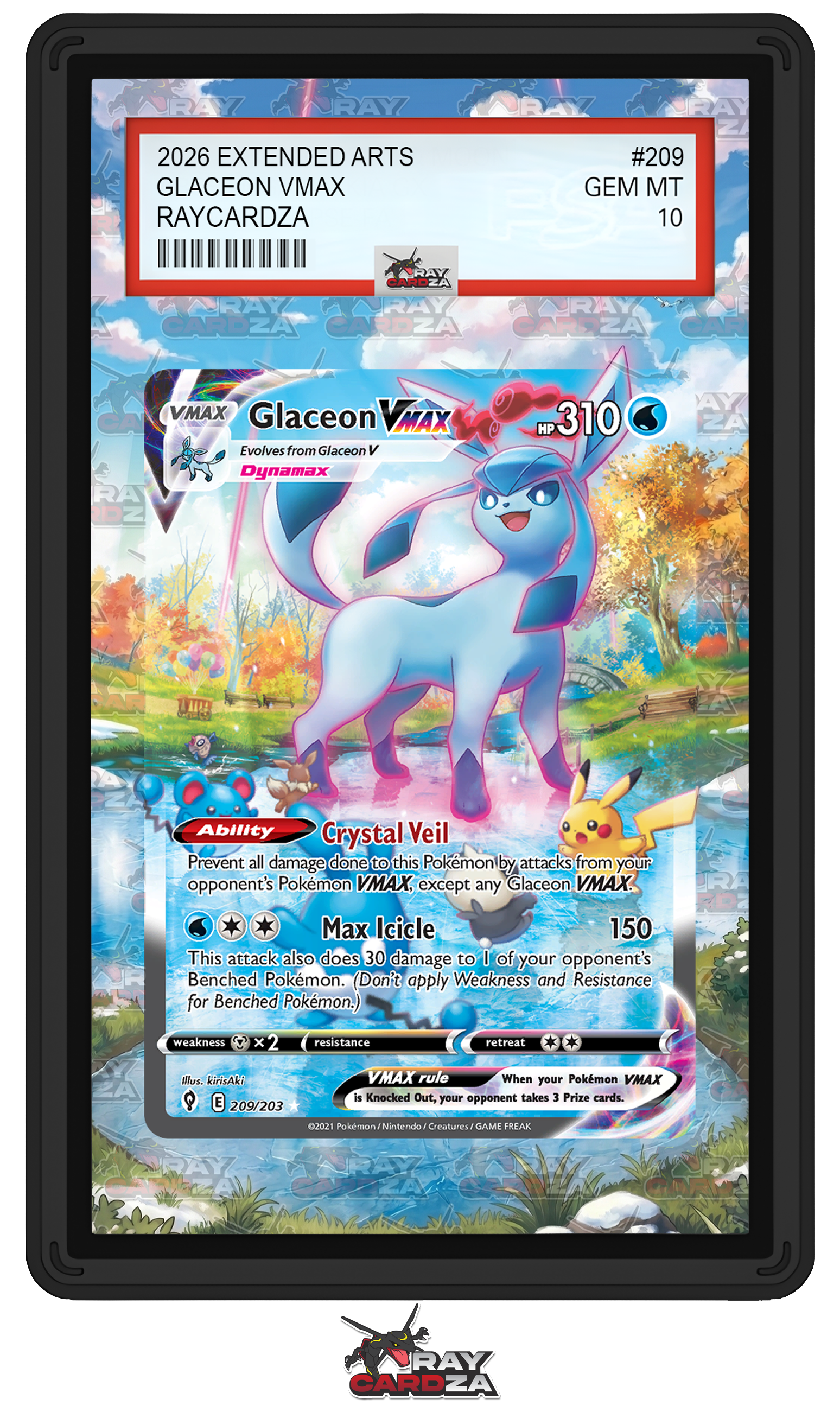 glaceon pokemon card VMAX #209 EXTENDED ART favorite character Color:Glacier MTG Best Commander Black eb2