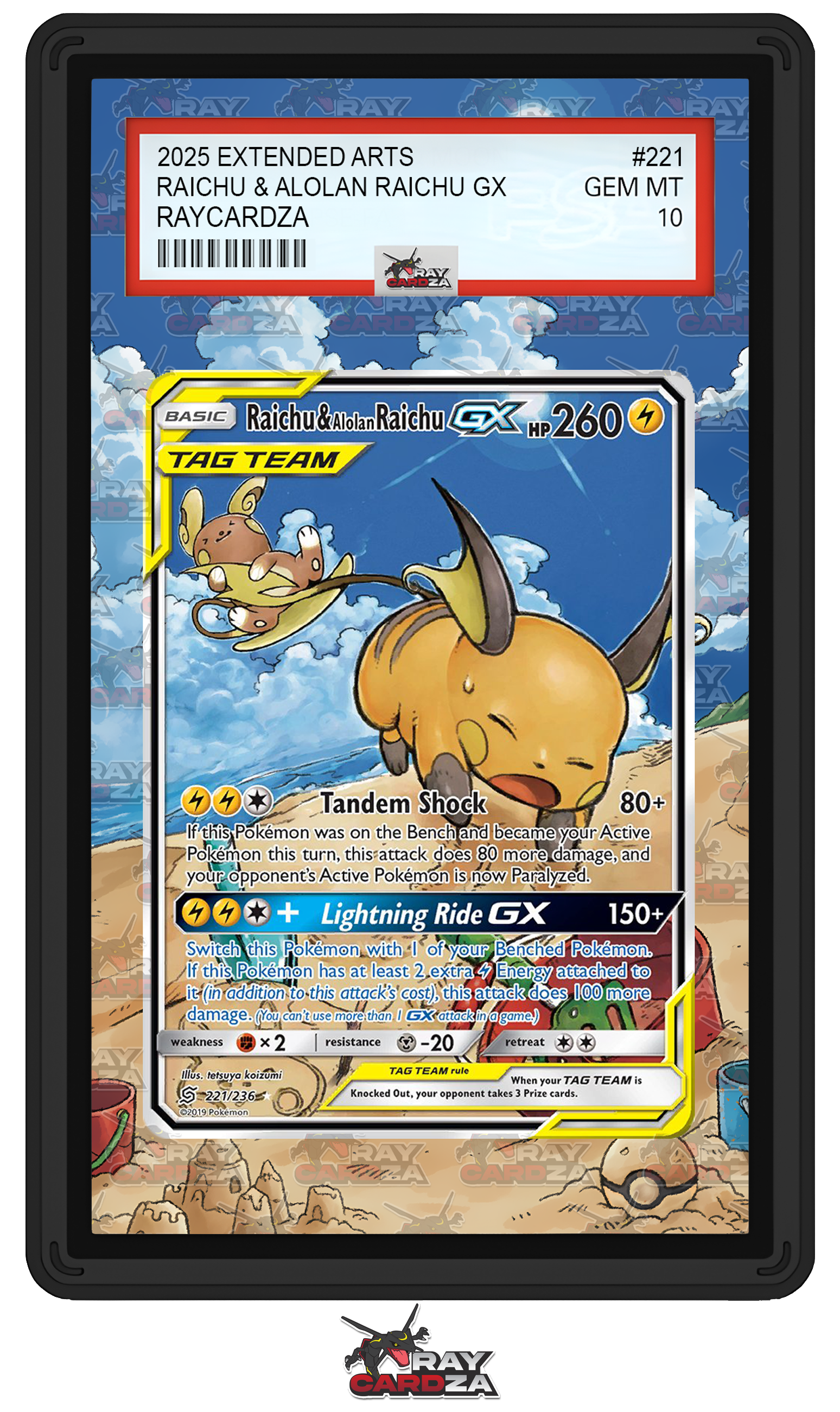 Raichu & Alolan Raichu GX #221 EXTENDED ART Raycardza Raichu & Alolan Raichu GX #221 EXTENDED ART Raycardza