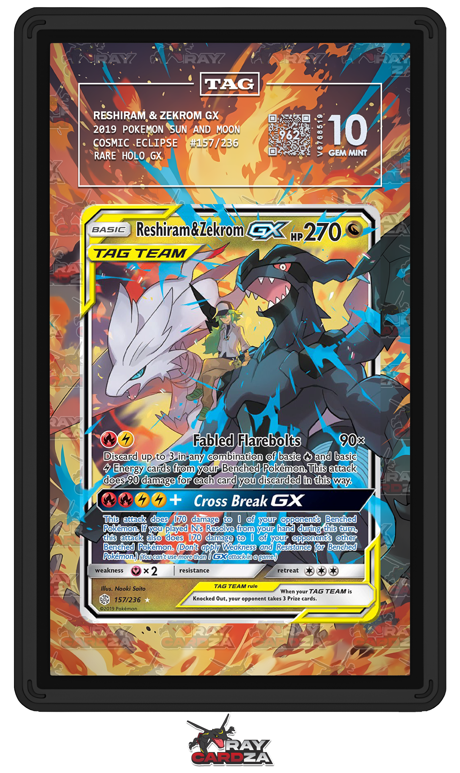 Reshiram and Zekrom GX #157 EXTENDED ART Raycardza Reshiram and Zekrom GX #157 EXTENDED ART Raycardza