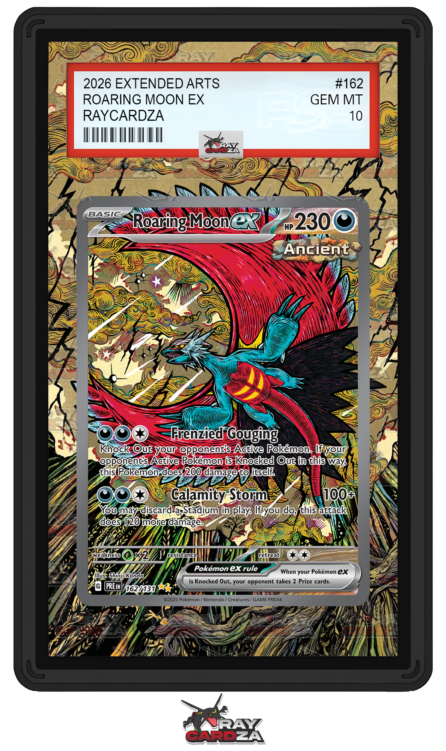 how rare is roaring moon pokemon card EX #162 EXTENDED ART – Raycardza showcasing the Ancient creature One Box:Gem Pack Vol.3 Crown Zenith Pokemon Card, #pokemon