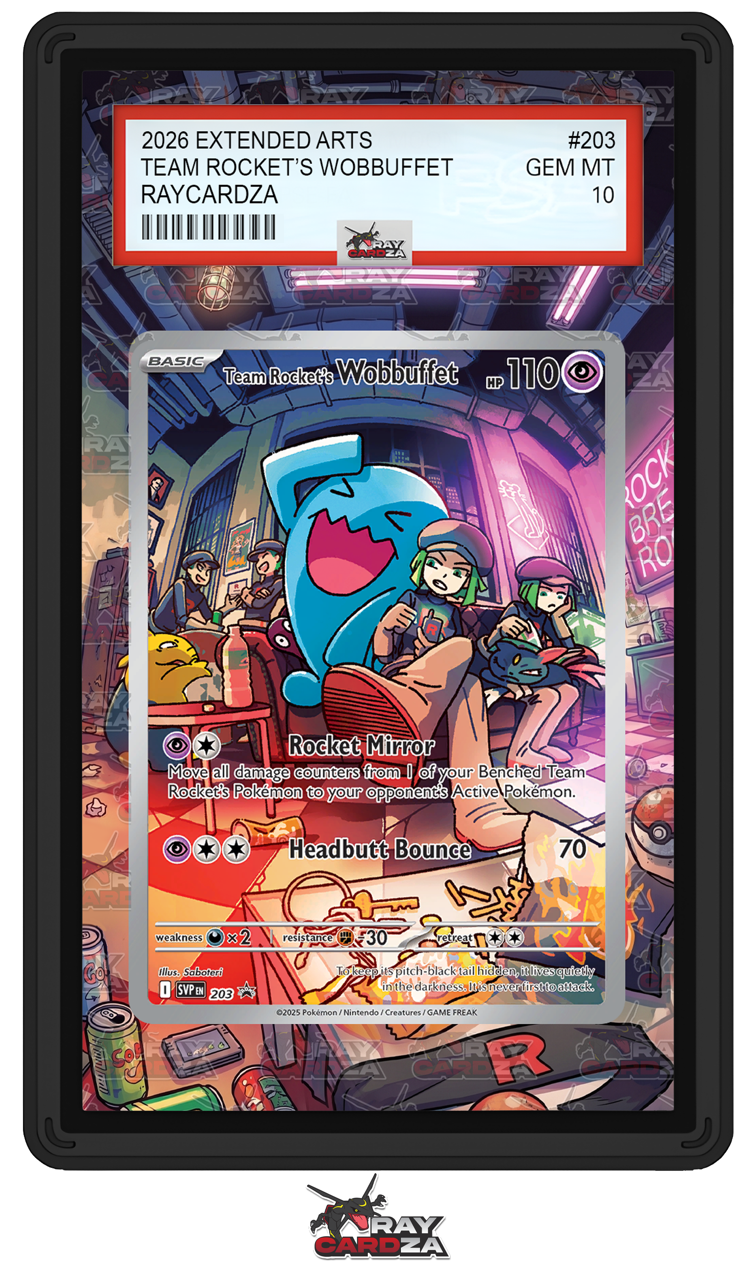 wobbuffet pokemon card Team Rocket's Wobbuffet #203 EXTENDED ART – Raycardza