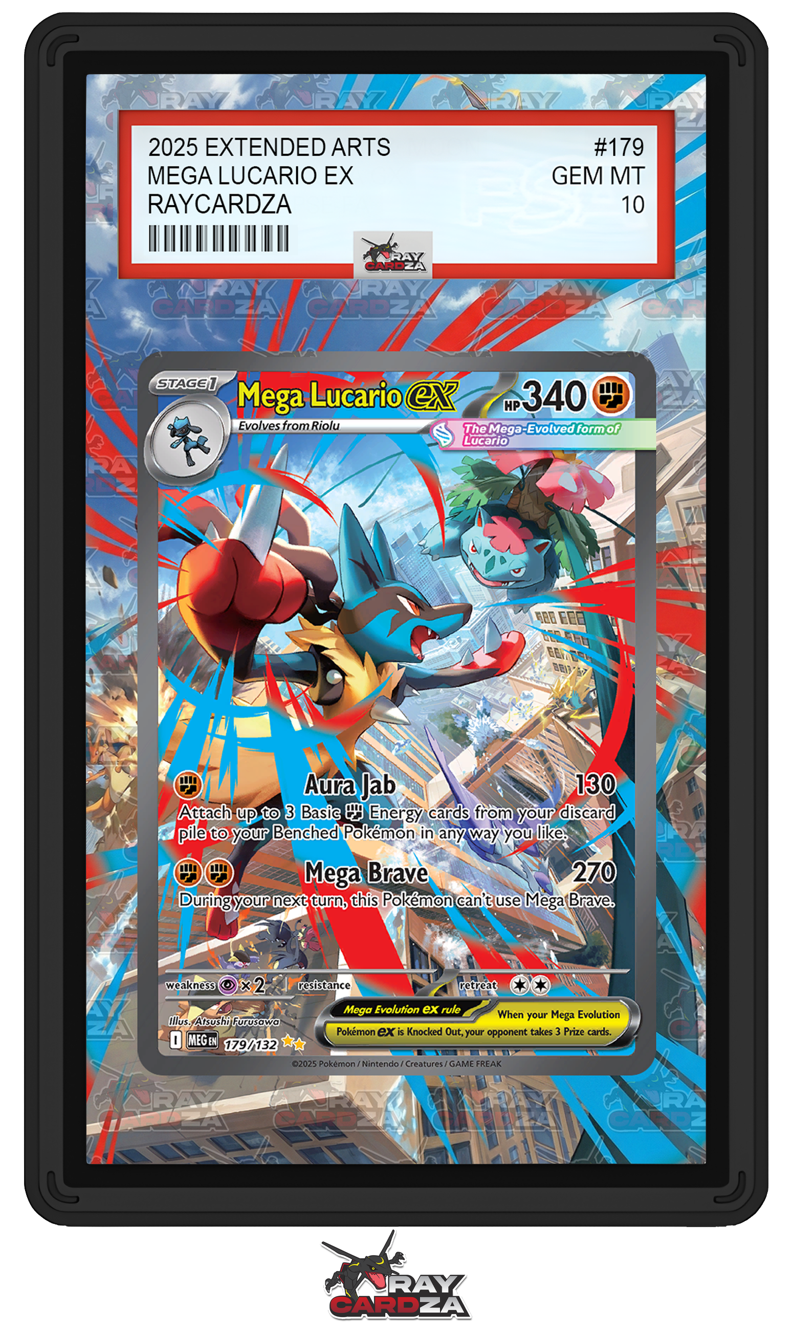 Mega Lucario EX #179 EXTENDED ART Raycardza Mega Lucario EX #179 EXTENDED ART Raycardza