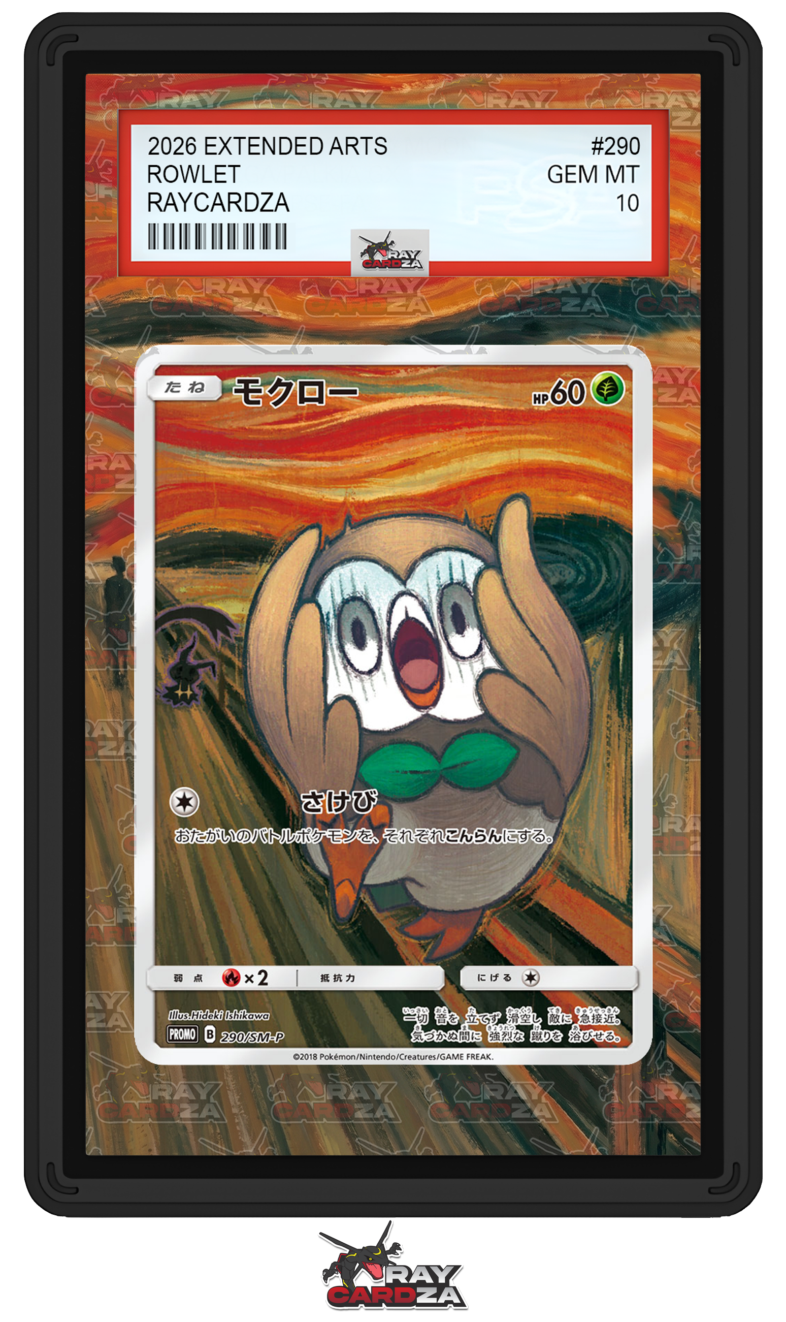 munch pokemon cards Rowlet #290 EXTENDED ART – Raycardza Includes the Art Insert First Edition Near Mint Size:PSA Graded slab cj.discount=CRATEJOY10
