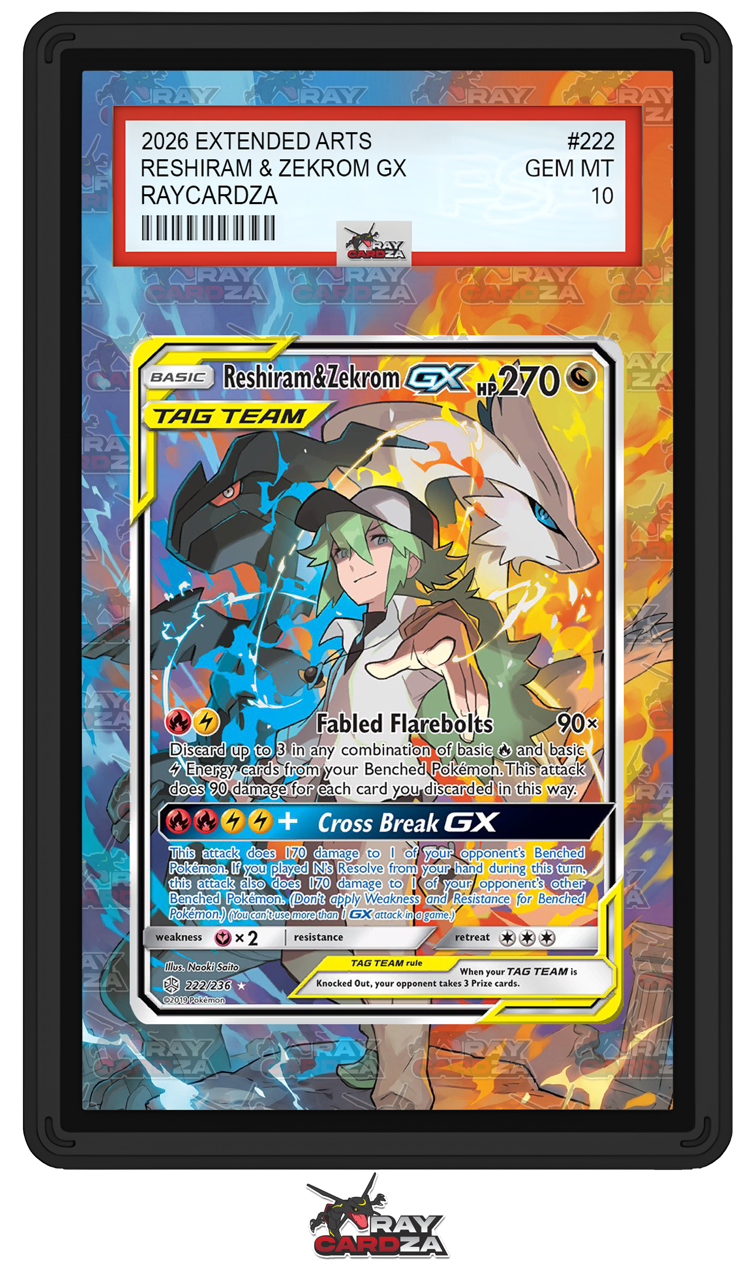 Reshiram and Zekrom GX #222 EXTENDED ART – Raycardza